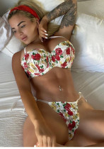 Floral Printed Sexy Women's See-Through Two Piece Lingerie Set