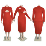 Plus Size Women's Sexy Style Crossover Long Sleeve Dress