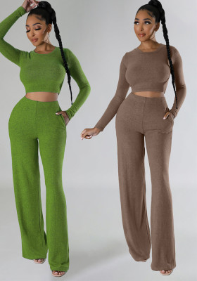 Women's Autumn And Winter Casual Tops And Pants Two-Piece Set