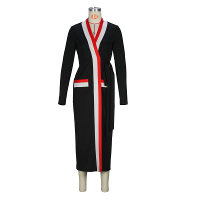 Women's Casual Rib Patchwork Cardigan Long Sleeve Jacket