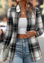Autumn And Winter Long-Sleeved Plaid Coats For Women