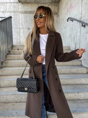 Autumn And Winter Simple Long-Sleeved Turndown Collar Button Slit Jacket For Women