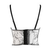 Beauty Straps See-Through Sexy Top With Gathered Fishbone
