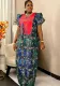 African Plus Size Women Printed Embroidered Embroidered Dress