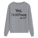 Women Printed Long Sleeve Round Neck Casual Loose T-Shirt