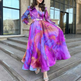 Spring Summer Style Printed Ruffled Mesh Dress Career Plus Size Women's Dress