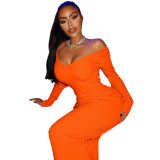 V-Neck Off-Shoulder Ribbed Slim Sexy Dress