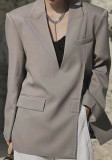 Women Trendy V-Neck Pullover Slit Loose Blazer