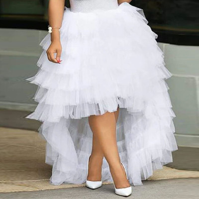 Plus Size Women's Casual Sweet Solid Color Fishtail Fluffy Tutu Skirt