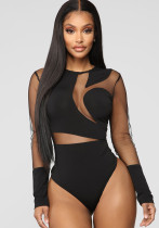 Women Sexy Long Sleeve See Through Bodysuit