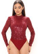 Women Sexy Long Sleeve sequins Bodysuit