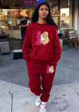 Women Casual Long Sleeve Printed Top and Sweatpants Two-piece Set