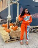 Women Casual Printed Hoodies and Pant Two-piece Set