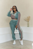 Women Color Block Long Sleeve Top and Pant Two Piece Set