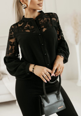 Women Solid lace Patchwork Shirt