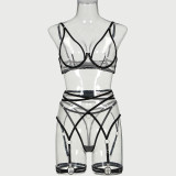 Women See-Through Mesh Contrast Color Sexy Lingerie Set