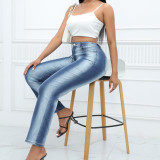 Retro Gradient Color Bell Bottom Denim Pants Women's Slim Fit Butt Lift Jeans