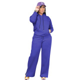 Autumn And Winter Fashion Casual Hooded Solid Color Two-Piece Pants Set Sports Tracksuit Women's Clothing