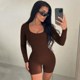 Women's Winter Fashion Solid Color Slim Sports Long Sleeve Jumpsuit