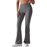 Women Solid Casual Sports Running Fitness Yoga Bell Bottom Pants