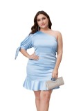 Plus Size Women Shoulder Long Sleeve Sequins Bodycon Dress