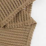 Women knitting long sleeve hollow backless dress