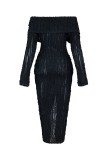 Fashion Elegant Off Shoulder Sexy Long Sleeve Bodycon Dress