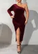 Plus Size Women's Evening Dress Autumn And Winter Sexy Slit Slash Velvet Dress