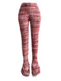 Fashion Women's Clothing Colorful Striped Plush Style Pile Pants