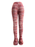Fashion Women's Clothing Colorful Striped Plush Style Pile Pants
