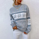 Christmas Knitting Shirt Autumn And Winter Half Turtleneck Snowflake Sweater For Women