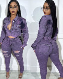 Women Denim two-piece stretchy Denim two-piece set two-piece set