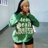 Women Fall/Winter Letter Printed Long Sleeve Loose Hoodies