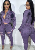 Women Denim two-piece stretchy Denim two-piece set two-piece set