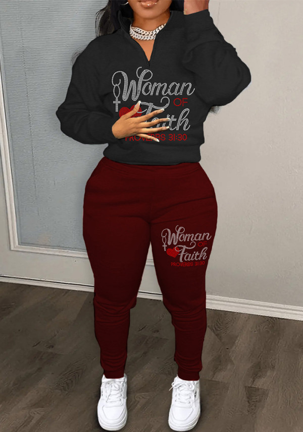 Women Casual Beaded Top and Pant Sports Set