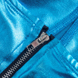 Women autumn and winter zipper chest top and hollow trousers two-piece set