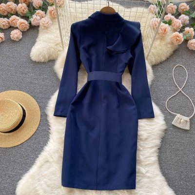 Women Elegant Turndown Collar Dress