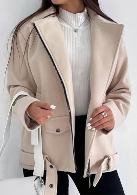 Turndown Collar Long Sleeve Jacket