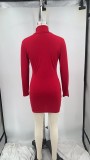 Women's Solid Color Long Sleeve Tight Fitting Dress