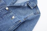 Spring and Autumn Women's Turndown Collar Pocket Slim Waist Straight Denim Jumpsuit
