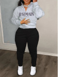 Autumn and winter women's printed casual sports two piece pants set