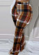 Plus Size Women's High Waist Plaid Print Casual Pants