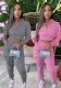 Women's Fall/Winter Solid Color Casual Zipper Sports Hooded two piece pants set