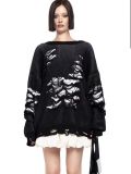 Plus Size Women Long Sleeve Ripped Loose Sweater