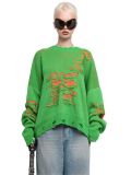 Plus Size Women Long Sleeve Ripped Loose Sweater