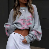 Plus Size Women Long Sleeve Ripped Loose Sweater