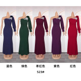 Bridesmaid Dress Tailed Evening Dress African Women's One Shoulder Long Gown