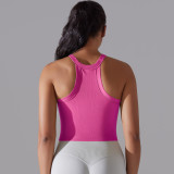 Seamless Knitting Solid Color Yoga Breathable Tank Vest Running Fitness Yoga Clothing For Women