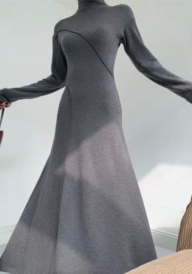 Women's Autumn And Winter Irregular Chic Slim Fit Chic Slim Style Basic Long Knitting Dress