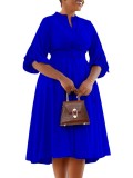 Women's Autumn And Winter Fashion Chic Plus Size Pleated A-Line African Dress
